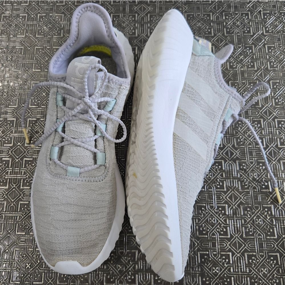 🐢 Adidas Women's Kaptir X Sneaker Grey Two/Cloud White/Green Size 9.5